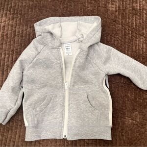 Carter's Light Gray Toddler Zip-Up Hoodie w/ Stripe Detail